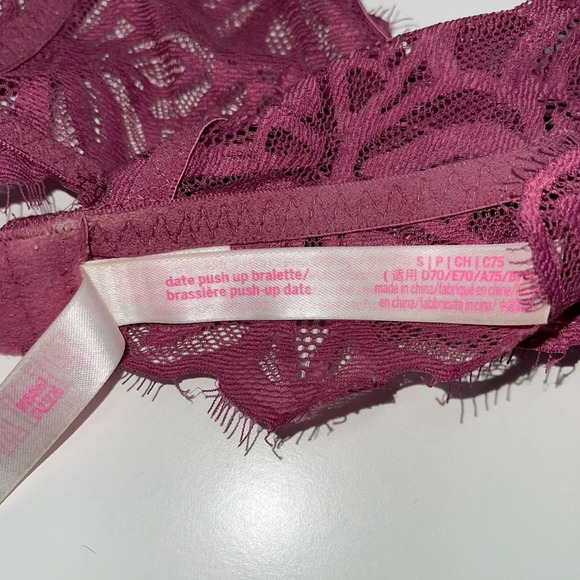 PINK Victoria’s Secret Date Push-up Bralette in Magenta Lace Small Women’s - Picture 9 of 11